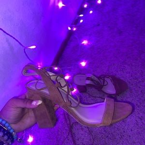 Brown Suede Wrap-around heels!